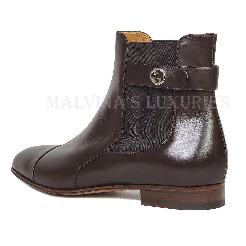 GUCCI BOOTS MENS BLONDIE BUCKLE CHELSEA LEATHER ANKLE BOOTIES sz 10 10.5 - Picture 5 of 15